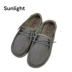 Hey Dude Wendy Yount Girls SZ 2 Gray Chambray Casual Slip-On Shoes